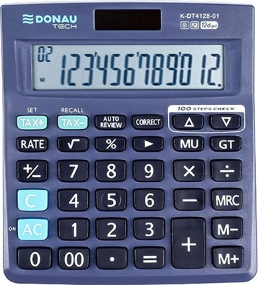 Attēls no Kalkulator Donau Kalkulator biurowy DONAU TECH, 12-cyfr. wyświetlacz, wym. 140x122x27 mm, czarny