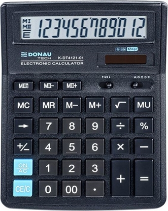 Attēls no Kalkulator Donau Kalkulator biurowy DONAU TECH, 12-cyfr. wyświetlacz, wym. 199x153x31 mm, czarny