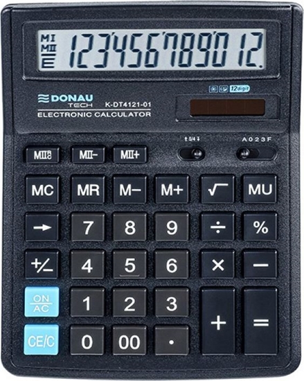 Picture of Kalkulator Donau Kalkulator biurowy DONAU TECH, 12-cyfr. wyświetlacz, wym. 199x153x31 mm, czarny