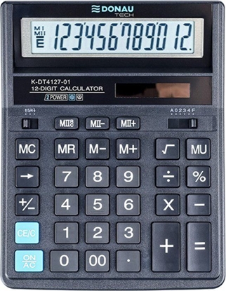 Attēls no Kalkulator Donau Kalkulator biurowy DONAU TECH, 12-cyfr. wyświetlacz, wym. 203x158x31 mm, czarny