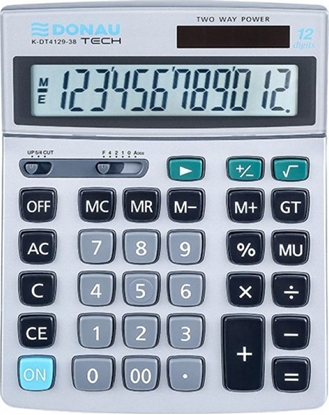 Attēls no Kalkulator Donau Kalkulator biurowy DONAU TECH, 12-cyfr. wyświetlacz, wym. 210x154x34 mm, metalowa obudowa, srebrny