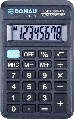 Attēls no Kalkulator Donau Kalkulator kieszonkowy DONAU TECH, 8-cyfr. wyświetlacz, wym. 114x69x18 mm, czarny