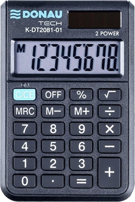 Изображение Kalkulator Donau Kalkulator kieszonkowy DONAU TECH, 8-cyfr. wyświetlacz, wym. 90x60x11 mm, czarny