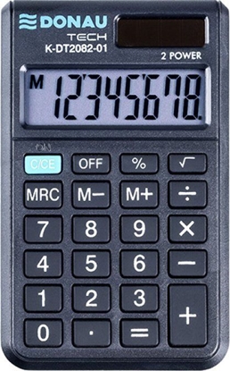 Attēls no Kalkulator Donau Kalkulator kieszonkowy DONAU TECH, 8-cyfr. wyświetlacz, wym. 97x60x11 mm, czarny