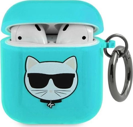 Изображение Karl Lagerfeld Etui ochronne KLA2UCHFL Choupette do AirPods 1/2 niebieskie