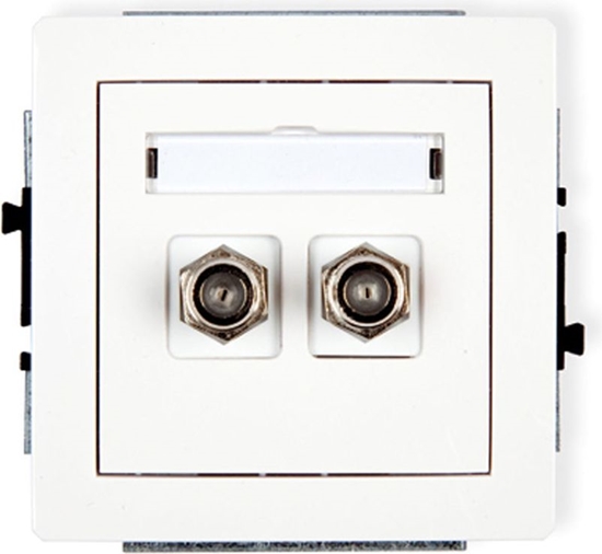 Picture of Karlik DECO gniazdko podtynkowe antenowe podwójne typu F niklowane biae (DGF-2)