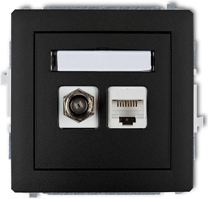 Picture of Karlik Gniazdo antenowe pojedyncze SAT + gniazda komputerowe pojedyncze 1xRJ45 czarny mat (12DGFK)