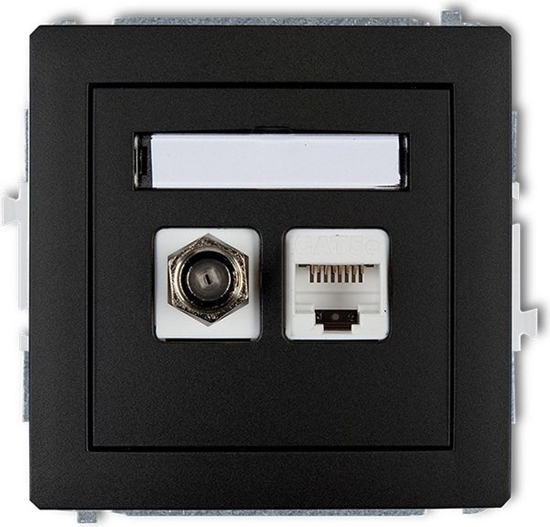 Picture of Karlik Gniazdo antenowe pojedyncze SAT + gniazda komputerowe pojedyncze 1xRJ45 czarny mat (12DGFK)