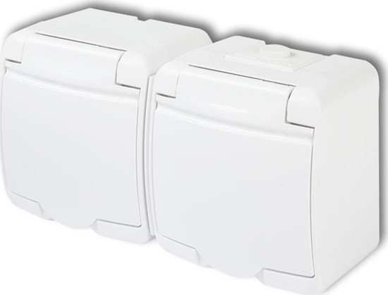 Picture of Karlik JUNIOR Gniazdo podwójne z/u SCHUKO (klapka kolorze obudowy) biay GHE-2s