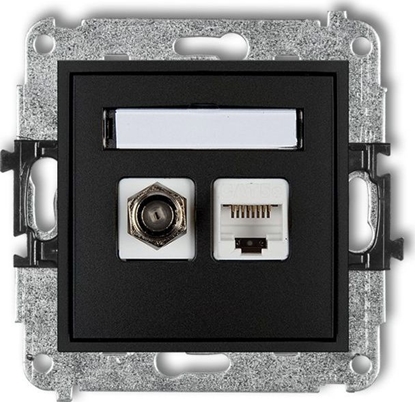 Picture of Karlik MINI Gniazdo antenowe typu F (SAT) + gniazda komputerowe 1xRJ45, kat. 5e, czarny mat 12MGFK