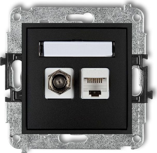 Picture of Karlik MINI Gniazdo antenowe typu F (SAT) + gniazda komputerowe 1xRJ45, kat. 5e, czarny mat 12MGFK