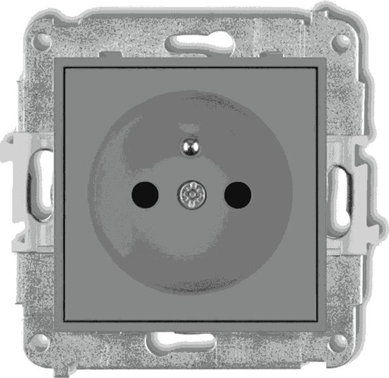 Picture of Karlik MINI Gniazdo pojedyncze z/u z przesonami szary mat 27MGP-1zp