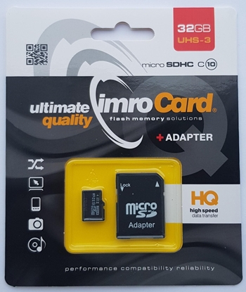 Attēls no Karta Imro MicroSDHC 32 GB Class 10 UHS-I/U3  (MicroSD10/32G UHS-3 ADP)
