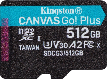 Attēls no Karta Kingston Canvas Go! Plus MicroSDXC 512 GB Class 10 UHS-I/U3 A2 V30 (SDCG3/512GBSP)