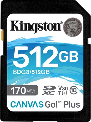 Attēls no Karta Kingston Canvas Go! Plus SDXC 512 GB Class 10 UHS-I/U3 V30 (SDG3/512GB)