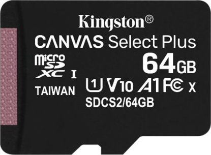 Attēls no Karta Kingston Canvas Select Plus MicroSD 64 GB Class 10 UHS-I/U1 A1 V10 (SDCS2/64GBSP)