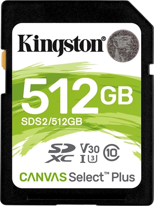 Attēls no Karta Kingston Canvas Select Plus SDXC 512 GB Class 10 UHS-I/U3 V30 (SDS2/512GB)