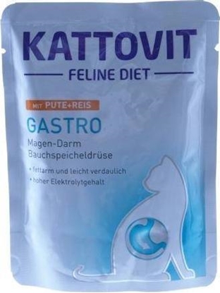 Изображение Kattovit Kattovit Gastro Indyk Ryż 85g, saszetka dla kotów cukrzyków i z nadwagą