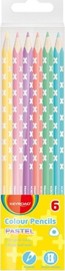 Picture of Keyroad Kredki Oówkowe Keyroad, Trójktne, Pastel, 6Szt., Zawieszka, Mix Kolorów