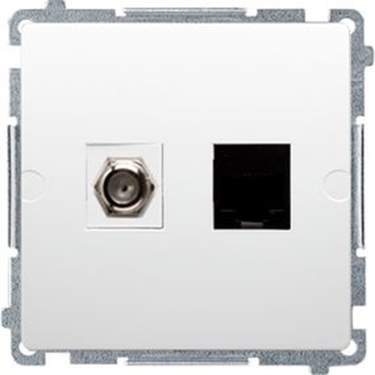 Attēls no Kontakt-Simon Gniazdo antenowe Simon Basic typu F + komputerowe RJ45 kat.6 biae (BMAFRJ45.01/11)