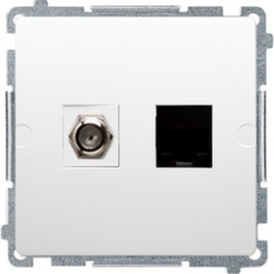 Picture of Kontakt-Simon Gniazdo antenowe Simon Basic typu F + komputerowe RJ45 kat.6 biae (BMAFRJ45.01/11)