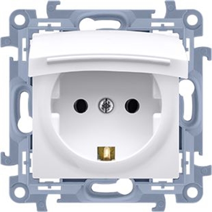 Picture of Kontakt-Simon Gniazdo pojedyncze Simon 10 hermetyczne IP44 uziemienie schuko klapka biay (CGSZ1BZ.01/11)