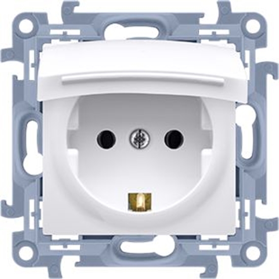 Picture of Kontakt-Simon Gniazdo pojedyncze Simon 10 hermetyczne IP44 uziemienie schuko klapka biay (CGSZ1BZ.01/11)
