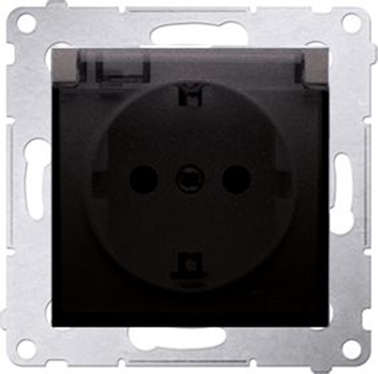 Picture of Kontakt-Simon Gniazdo Schuko Simon 54 do wersji IP44 z przesonami z uszczelk klapka transparentna antracyt (DGSZ1BZ.01/48A)