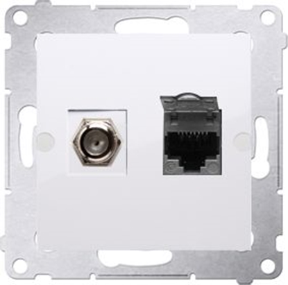 Picture of Kontakt-Simon Simon 54 Gniazdo antenowe i komputerowe typu F + RJ45 kat.6 biae (DASFRJ45.01/11)