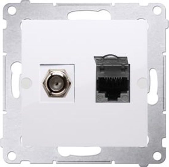 Изображение Kontakt-Simon Simon 54 Gniazdo antenowe i komputerowe typu F + RJ45 kat.6 biae (DASFRJ45.01/11)