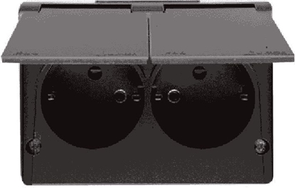 Picture of Kontakt-Simon Simon 54 Gniazdo bryzgoszczelne podwójne z/u Schuko IP44 z przesonami wersja skandynawska antracyt EGSZ2NZB/48