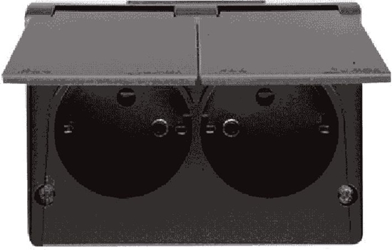 Picture of Kontakt-Simon Simon 54 Gniazdo bryzgoszczelne podwójne z/u Schuko IP44 z przesonami wersja skandynawska antracyt EGSZ2NZB/48