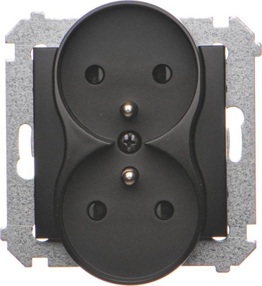 Picture of Kontakt-Simon Simon 54 Gniazdo wtyczkowe podwójne z uziemieniem z przesonami (modu) 16A 250V zaciski rubowe czarny mat DGZ2MZ.01/49