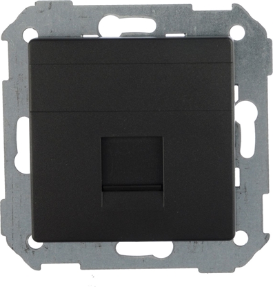 Attēls no Kontakt-Simon Simon 82 Pokrywa gniazda teleinformatycznego pojedynczego RJ paska z adapterem i przeson grafit (82005-38)
