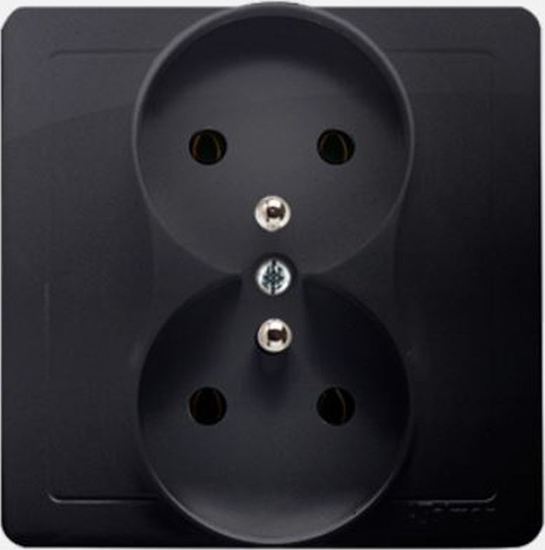 Picture of Kontakt-Simon Simon Basic Gniazdo podwójne z/u kompletne z przesonami stal inox BMGZ2Z/21