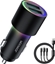 Изображение Ładowarka Joyroom Joyroom samochodowa ładowarka 2 x USB z podświetleniem 24W + kabel zasilający 3w1 USB Typ C / micro USB / Lightning 1,2m czarny (JR-CL10)