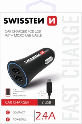 Изображение Ładowarka Swissten Car Charger 2x USB-A 2.4 A  (20110900)