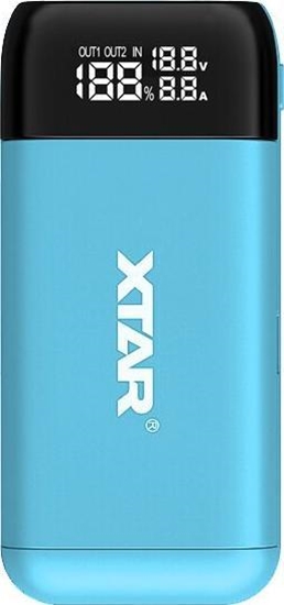 Picture of adowarka Xtar XTAR ADOWARKA/POWERBANK DO AKUMULATORÓW CYLINDRYCZNYCH LI-ION 18650/20700/21700 NIEBIESKI PB2S