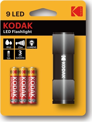 Attēls no Latarka Kodak Mini Latarka Rczna Kodak 9 Led Ip62 25m + 3x Aaa - Czarna
