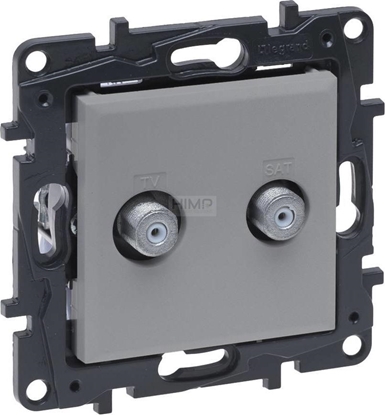 Изображение Legrand Gniazdo antenowe Legrand Niloe Step 863376 TV typu F podwójne kocowe gwiazda aluminium