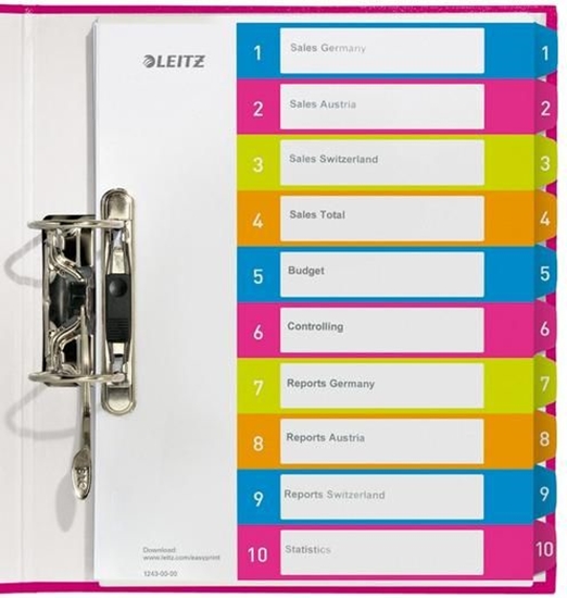 Picture of Leitz Przekadki do segregatora A4 WOW , do nadruku 1-10 (10K395C)