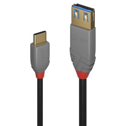 Attēls no Lindy 0.15m USB 3.1 C to A Adapter Cable, Anthra Line