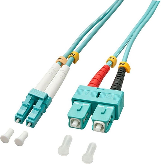 Picture of Lindy 10m OM3 LC - SC Duplex fibre optic cable Turquoise
