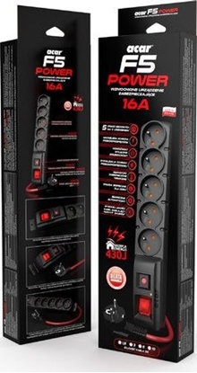 Picture of Listwa zasilająca F5 Power 1.5m 16A (5 gniazd) Czarna