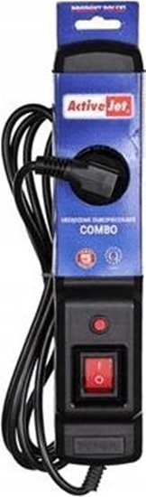 Изображение Listwa zasilajca Activejet Combo przeciwprzepiciowa 3 gniazd 1.5 m czarna