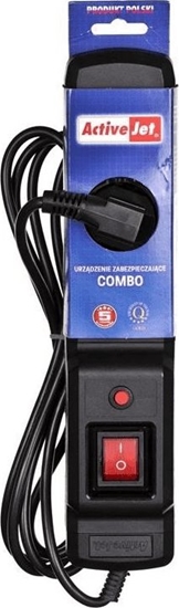 Изображение Listwa zasilajca Activejet Combo przeciwprzepiciowa 3 gniazd 3 m czarna