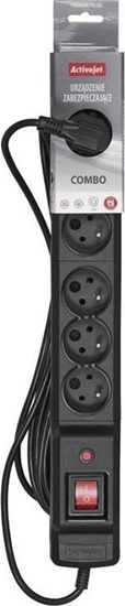 Picture of Listwa zasilajca Activejet Combo przeciwprzepiciowa 6 gniazd 3 m czarna