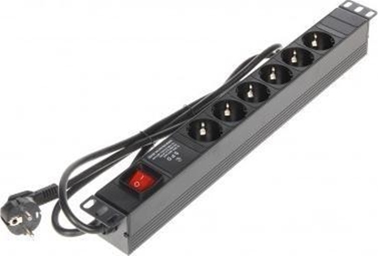 Изображение Listwa zasilajca 19" 1U 6x gniazdo Schuko z wycznikiem (L19/6VP)