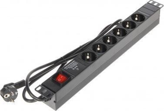 Picture of Listwa zasilajca 19" 1U 6x gniazdo Schuko z wycznikiem (L19/6VP)