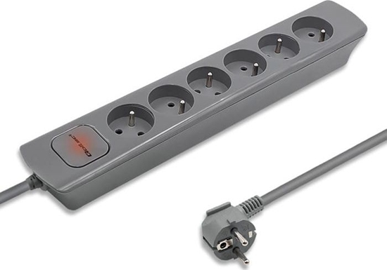 Изображение Listwa zasilajca Qoltec 6 gniazd 1.8 m szara (1_819456)